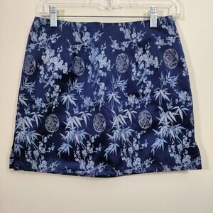 Luna Blue vintage Y2K blue Asian‎ inspired print mini skirt junior's size 3